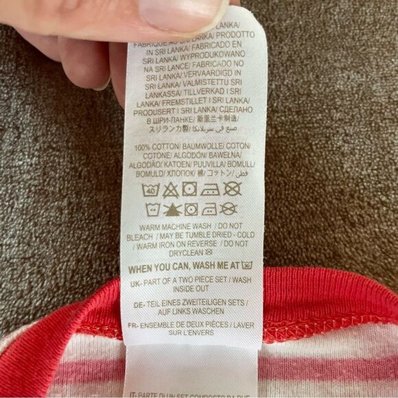 Mini Boden Red/ Pink and White Striped Short John’s Pajama Set Size 6 - Picture 6 of 7